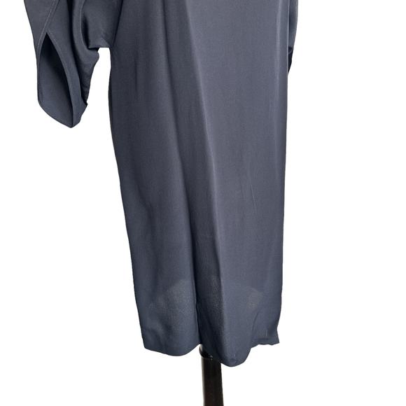 Stella McCartney Silk Crepe De Chine High Neck Split Sleeve Dress Navy 38 US 8 - Picture 7 of 16